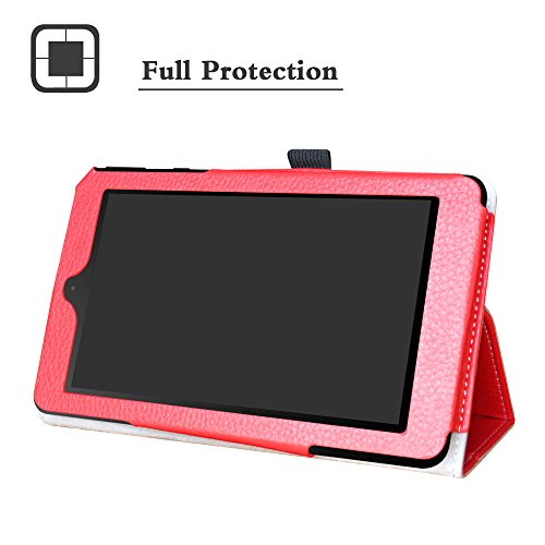 Nook Tablet 7 2016 Case,Liushan Pu Leather Slim Folding Stand Cover For 7" Nook Tablet 7 2016 Bntv450 Android Tablet(Do Not Fit Other Tablet),Red #TOP1