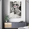 ZHONGYUTONG Audrey Hepburn Canvas Artwork Vintage Pink Lipstick Makeup Wall Art Black and White Cute Lips Print Modern Home Decor for Living Room Bedroom, Framed Ready to Hang (Print-1, 16''x24'') #4