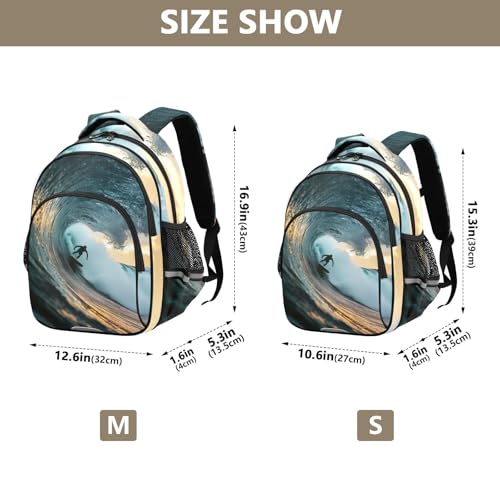 Toddler Backpack Kids Girls Bookbags Backpacks for School Giant Wave Surfer Kindergarten Preschool Elementary3