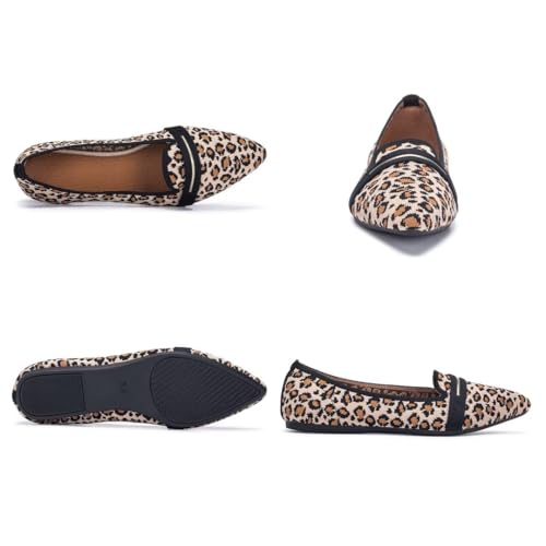 Image of Frank Mully Women's Casual Loafer Flats Slip On Loafer Shoes Comfortable Knit Flat Shoes Classics Pointy Toe Loafer Flats,for Work,Travel