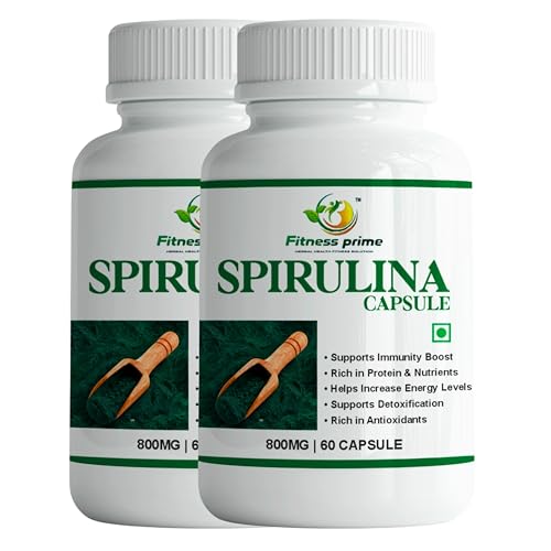 Image of Organic Spirulina 800mg Capsules, Nature Superfood, Rich in Protein, Vitamins & Minerals, Herbal Supplement (120 Capsules)