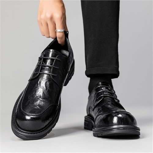 Men Classic Oxford Dress Shoes Leather Pointed Toe Brogue Formal Business Comfortable Platform Wedding Low Top Non Slip Stylish Tuxedo Genuine Leather Office2