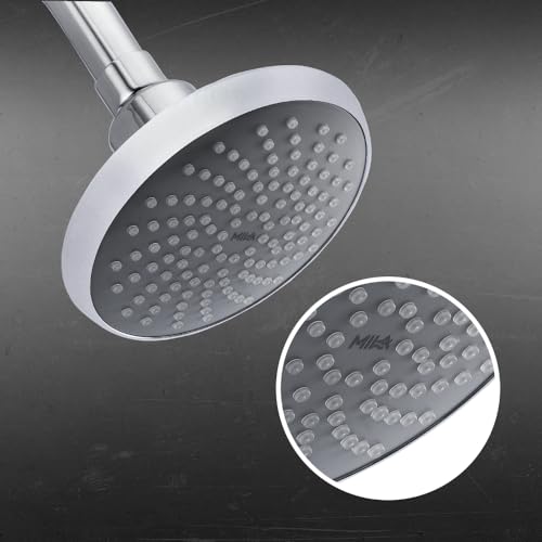 Image of Mila Premier (Chrome) Single Function Overhead Shower Head | Rain | Chrome Finish Round Showerhead for Wall Mount | Durable ABS Body, Wide Coverage, Easy Install | Bathroom Fitting (190mm)