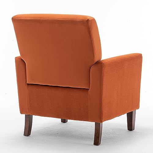 Container Furniture Direct Contemporary Accent Arm Chair with Birch Wood Frame and Velvet Upholstery, Armchair for Office and Living Room Decor, Removable Cushions, Orange by Container Furniture Direct - Used condition - Image 6