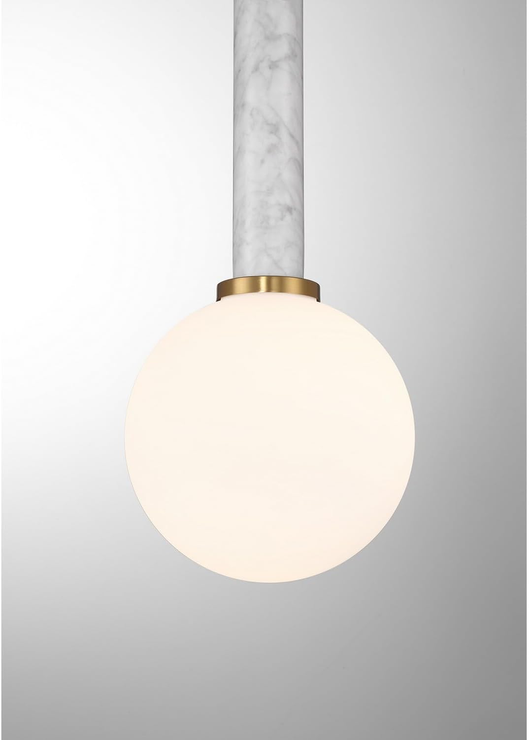 Savoy House 7-2902-1-264 Callaway Pendant, 1-Light 60 Watts, White Marble with Warm Brass