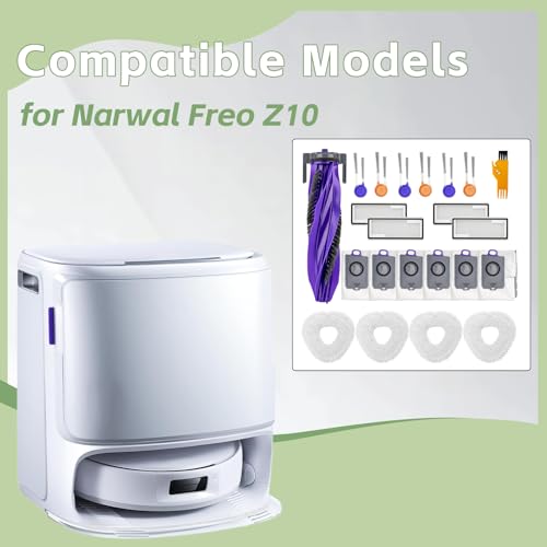 Image of Accessories for Narwal Freo Z10 / Freo Z10 Ultra Robot Vacuum Cleaner | 1 Main Brush, 4 Filters, 4 Mop Pads, 6 Side Brushes, 6 Dust Bag, Freo Z10 Replacement 22 Pcs