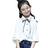 [Emfay] 女の子 子供服 ブラウス フォーマル 長袖 シャツ 女児スーツ 入学式 発表会 結婚式 受験 (140, ホワイト)