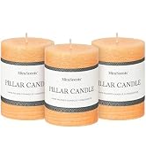 3x4 Inch Yellow Pillar Candles Set of 3 - Unscented Summer Candles, Long Clean Burning, Large Big...