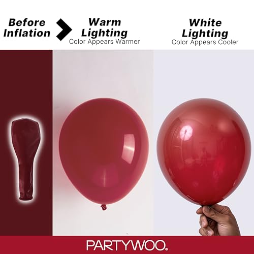 Image of PartyWoo Burgundy Balloons 140 pcs Different Sizes of 18 12 10 5 Inch Dark Chestnut Red Maroon Balloon Arch Kit Garland for Birthday Graduation Anniversary Cherry Casino Party Decorations Red-Y62