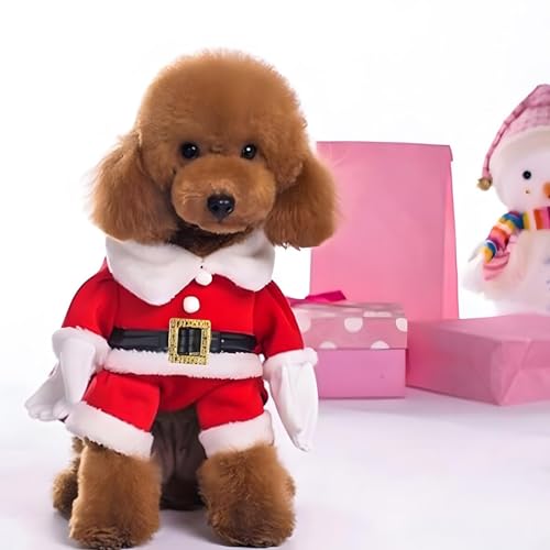 NACOCO Pet Christmas Costumes Dog Suit with Cap Santa Claus Suit Dog Hoodies Cat Xmas Costumes (Red, XL)