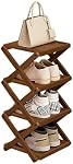 Comeon Space Saving Wooden Shoe Rack, Single Row Standing Shoe Organizer for Entryway Closet Bedroom No Assembly Required (Brown 7 Layers)