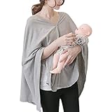 ZAYZ Atmungsaktive Sicherste Baumwollhülle Stillen Mutterschaftsschal Poncho mit Knöpfen, Leichter Schal Poncho (Color : Gray)
