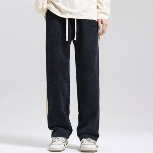 Baggy Wide Leg Corduroy Pants for Men Loose Fit Drawstring Hip Hop Joggers Pants Casual Tapered Sweatpants Slacks3