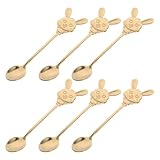 FIXOSHEE 6 Stück Teiliges Edelstahl Rabbit Kaffeelöffel mit Gold-finish Kleine Espressolöffel Vielseitig als Dessert Teelöffel Robust und Leicht zu Reinigen für Kaffee Joghurt Tee und