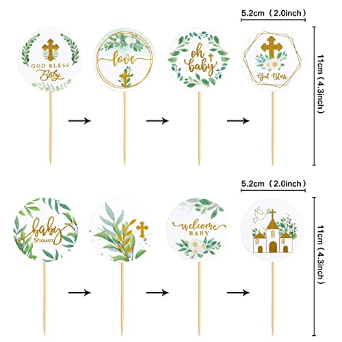 Keaziu 32Pcs Woodland Baby Shower Cupcake Toppers Green Leaf Baby Shower God Bless Child Cupcake Picks Woodland Jungle Safari Theme Summer Tropical Hawaii Birthday Decorations #TOP5