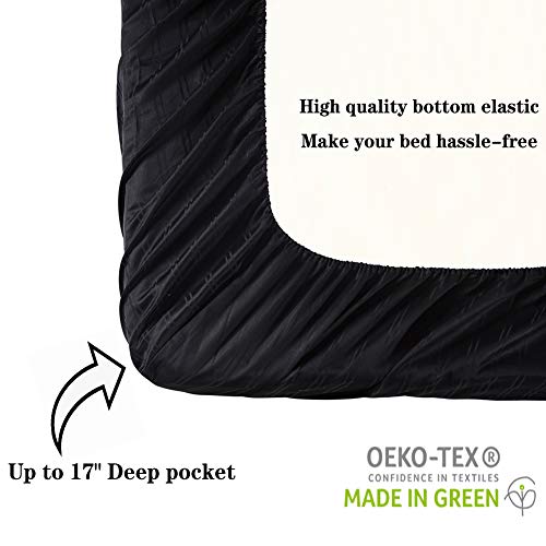 Elinen Full Size Bed Sheet Set 4 Pieces, 450 Thread Count 100% Long Staple Cotton Sheets, Sateen Weave, Up To 18" Deep Pocket, Breathable & Fade Resistant #TOP5