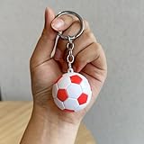 Football Style Key Chain World Cup Keychain Colorful Soccer Ball Key Ring Lanyard Bag Backpack Car Hanging Accessories Gifts (Red)