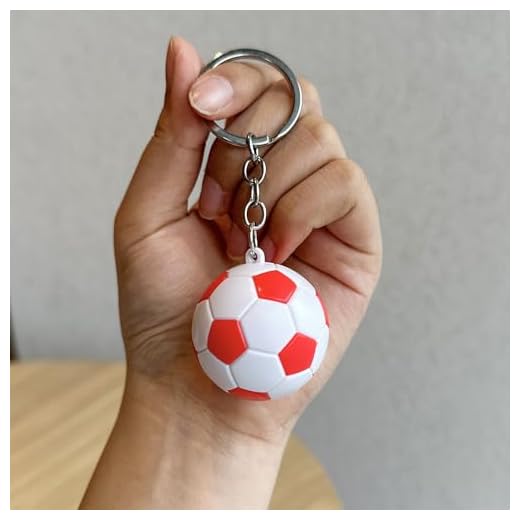 Football Style Key Chain World Cup Keychain Colorful Soccer Ball Key Ring Lanyard Bag Backpack Car Hanging Accessories Gifts (Red)