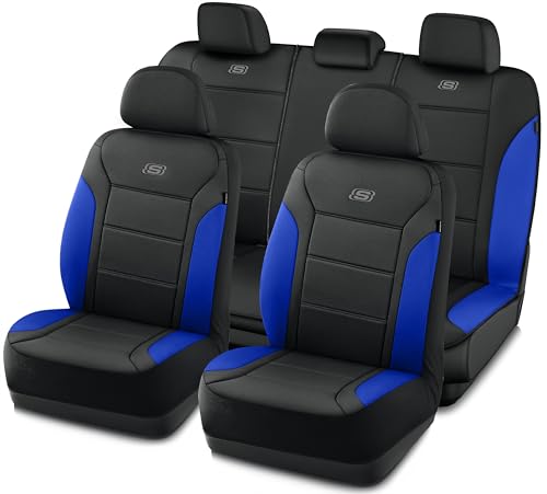Housses de siège de voiture en lycra Skechers Memory Foam bleues pour auto et VUS