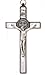 Saint Benedict Crucifix - All Metal with Inlaid Enamel and Silver Tone Corpus - 8'' in Height - MADE IN ITALY, White