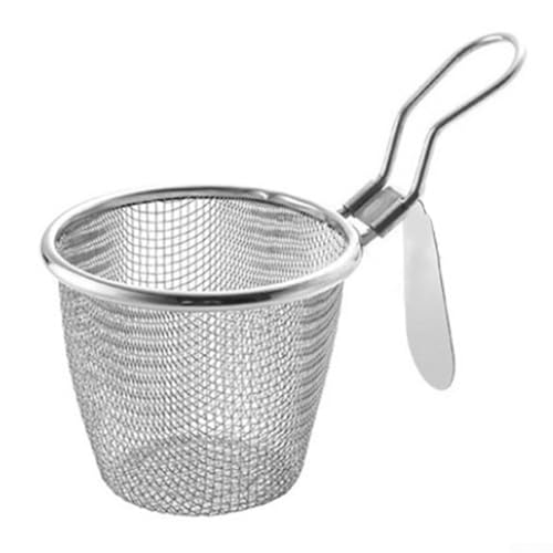MoSundi Colador de alimentos de acero inoxidable con malla de alambre fino, para escurrir pasta, verduras, mariscos, apto para lavavajillas, plateado, S S