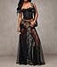 Women Sexy See Through Lace Maxi Skirt Elastic Low Waist Sheer A Line Long Flowy Skirt (Black, M)