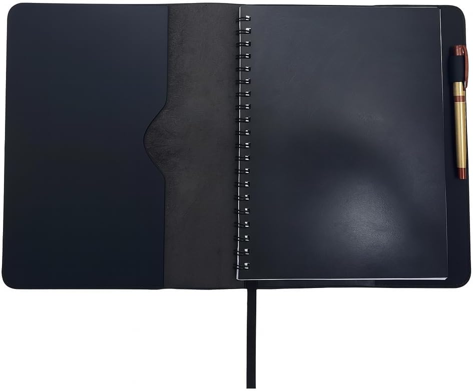 Black Leather Journal Cover XXL – Refillable Notebook Cover 8.5 x 11 Inches , Handmade Executive Writing Padfolio, Compatible with Moleskine XXL Leuchtturm1917 XXL Mead Five Star