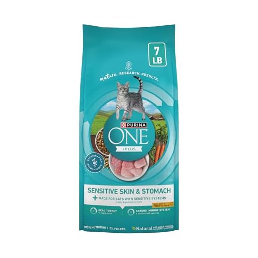 Purina ONE Sensitive Stomach, Sensitive Skin, Natural Dry Cat Food, +Plus Sensitive Skin and Stomach Formula - (4) 7 lb. Bags