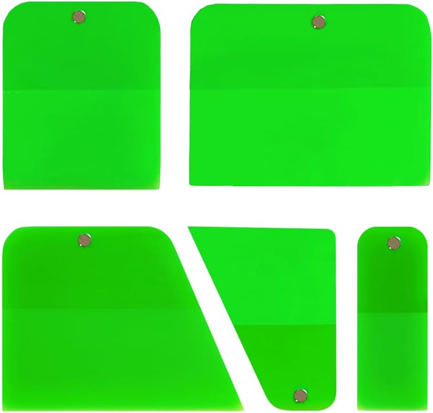 PPF Squeegee Kit 5 in 1 Anti-Scratch Soft TPU Scraper for Vinyl,Small Tint Squeegee Water Blade Scraper for Paint Protection Film,Vinyl Wrap Window Tint Tools (Green Magnet)