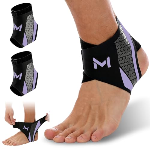 2 Pack Ankle Brace Compression Support Stabilizer for Men Women, Adjustable Lace up Ankles Sock,Basketball Ankle with Straps for Breathable Support for Sports Training and Daily Activity (Purple)