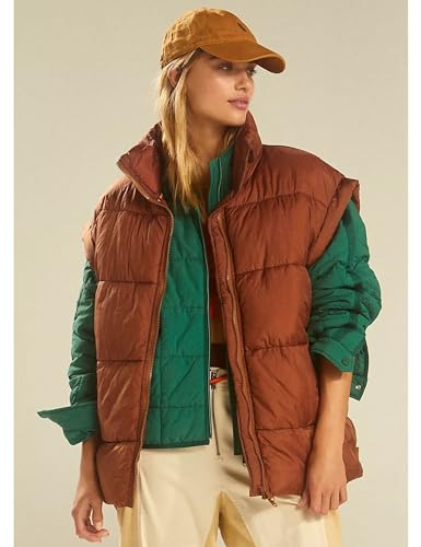 InterNos Womens Winter Puffer Vest Zip Up Stand Collar Sleeveless Padded Gilet Puffy Jacket3