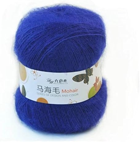 Celine lin One Skein Soft Natural Angola Mohair Wool Knitting Yarn 50g,Sapphire Blue