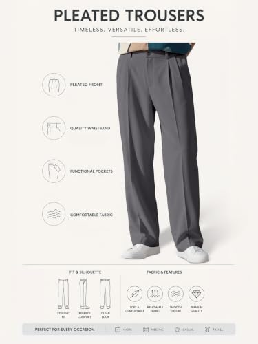 Image of FTX Men's Korean Style Casual Trouser | Premium Lycra Stretch Fabric | Smart Regular Fit | 2 Side Pockets | Comfortable Stretchable Everyday Wear Pants
