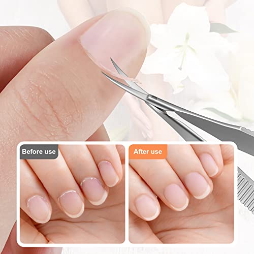 Cgbe Cuticle Scissors, Nail Scissors For Women, 420J2 Stainless Steel Curved Manicure Scissors, Cuticle Scissors Extra Fine Curved Cosmetic Scissors For Nail, Dry Skin, Eyebrow, Eyelash-Silver #TOP3