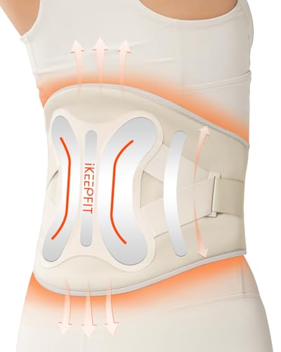 IKEEPFIT Cordless Heating Pad with Massager for Back Pain Relief: MAXwarm® 4.0, Portable Heated Back Brace with Lumbar Support for Sciatica, Large 8000mAh Battery, for Women Men 70"