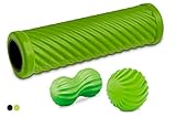 PINOFIT Faszienrolle Set Wave Lime ☆ Faszienrolle, Massageball & Duoball ☆ inkl. Übungsposter (Lime)