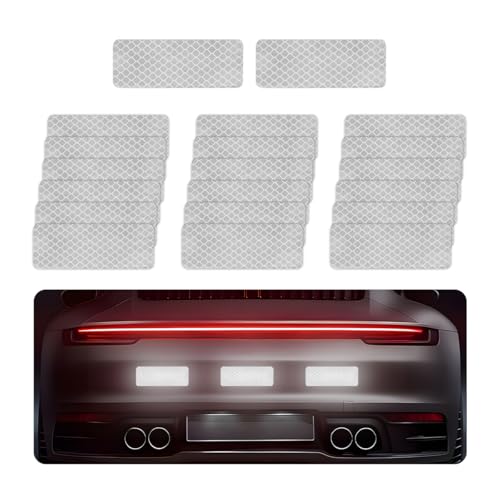 Povtii 20 PCS Car Reflective Stickers, Intense Reflective Waterproof Adhesive Stickers for Safe Driving, High-Intensity Scratch-Resistant Reflective Decal, Car Accessories (Silver)