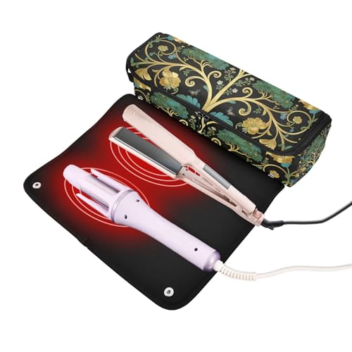 Bolsa de viaje para herramientas de cabello con alfombrilla resistente al calor para planchas y rizadores miniatura 2