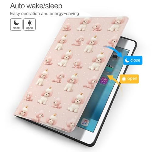 Étui compatible avec iPad 9e/8e/7e génération anti-rayure avec support rigide folio chiot rose