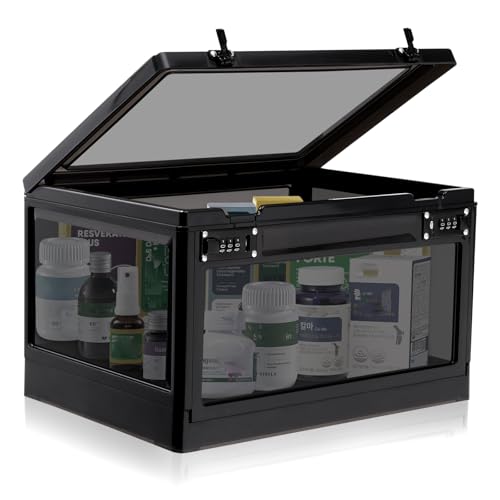 Large Medicine Lock Box with Dual 3-Digit Combination Locks, 24L