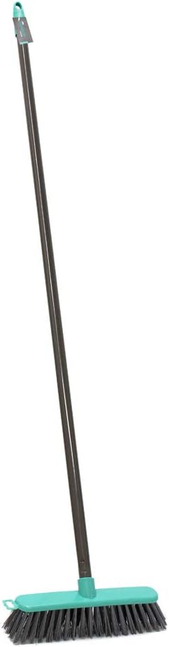 JVL 20-053GY Lightweight Outdoor Hard Bristle Sweeping Brush Broom, Grey/Turquoise
