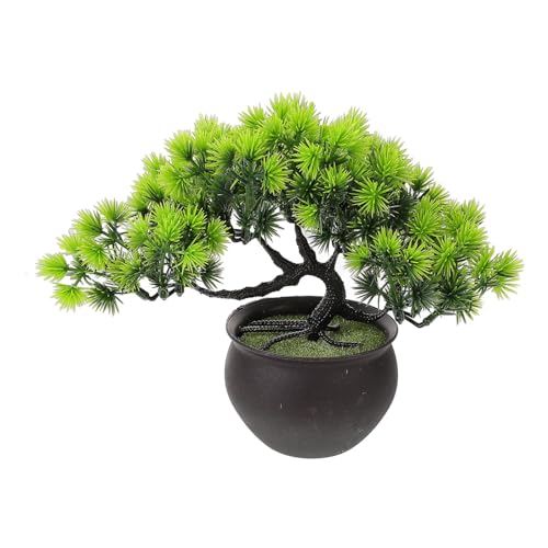 Cabilock Artificial Bonsai Welcoming Pine Tree Simulation Welcome Pine Chinese Fake Bonsai Tree Simulation Potted Plant DIY Decorative Bonsai for Home, Office, Shop