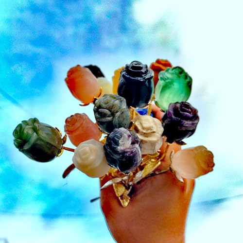 Fiore di pietra preziosa di cristallo, gioielli di cristallo, decorazione per la casa in cristallo intagliato, Reiki Heal, regalo per fidanzata, regalo per mamma, regalo di San Valentino (Gabbro, asta