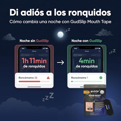 Miniatura 6 de GudSlip® Mouth Tape - Tiras Bucales para Dormir (30+6) - Reduce Ronquidos & Sequedad Bucal, Mejora la Respiración Nasal - Adhesivo Elástico Hipoalergénico Apto para Barba