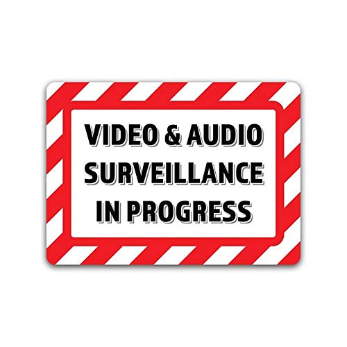 Autocollants surveillance audio et vidéo stickers vinyle anti-UV 17,8x12,7 cm pour vitre et portail