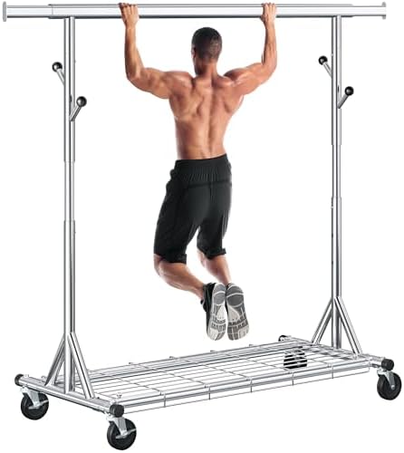 Heavy Duty Clothes Rack Load 530 lbs, Metal Rolling Clothing Rack...