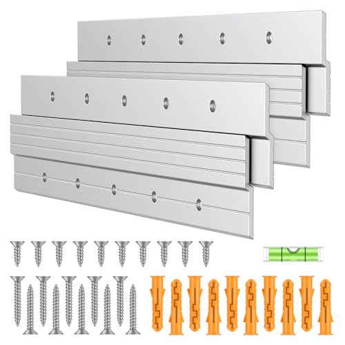 Uniclife 2 Pares de Soportes de Montaje Francés 30 cm Carga 36 kg Soportes para Cuadros de Montaje Francés de Alta Resistencia Herrajes Espejos Aleación de Aluminio Soportes Pared Clip Z Entrelazado