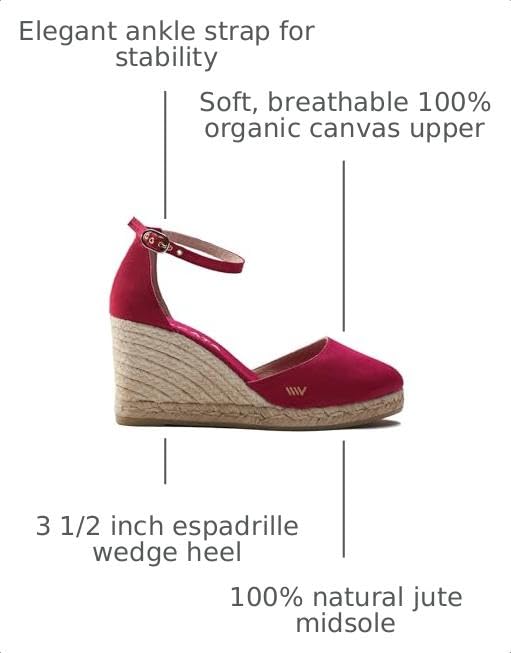Image of Viscata Estartit Espadrille Canvas Wedges Spain Handmade 3 inch Heel Women's Sandals with Breathable Organic Cotton Canvas and 100% Natural Jute Midsole for all Occasions: Casual, Work, Party