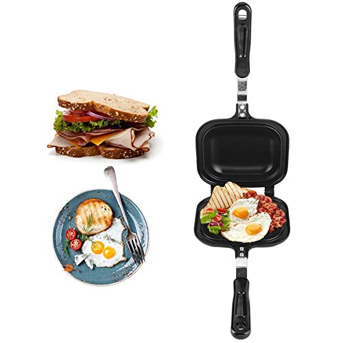 HERCHR Stovetop Toastie Maker,Sandwich Toastie Maker,14.4×6.3×1.4 inch Non-Stick Toasted Sandwich Maker Double Sided Frying Pan Tortillas Sandwich Maker Pan Outdoor Camping Grill Breakfast