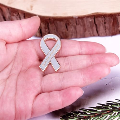 Image of Brain Cancer Awareness Enamel Pin Brain Cancer Ribbon Brooch Lapel Pin Gray Ribbon Pin for Cancer Survivors